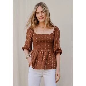 Matilda Jane Brown Blouse with White Accents